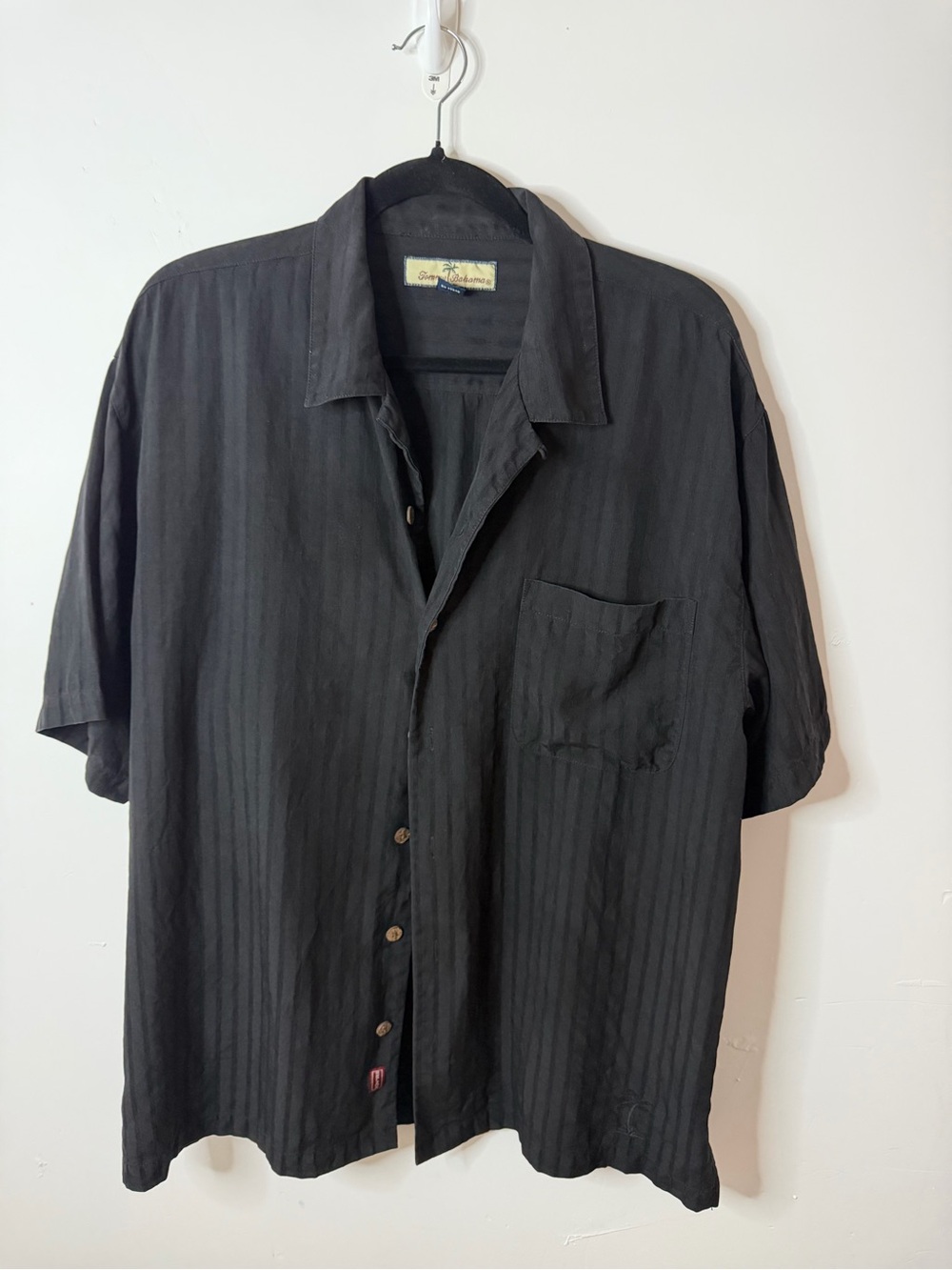 Tommy Bahama Black Short-Sleeve Rayon Camp Shirt